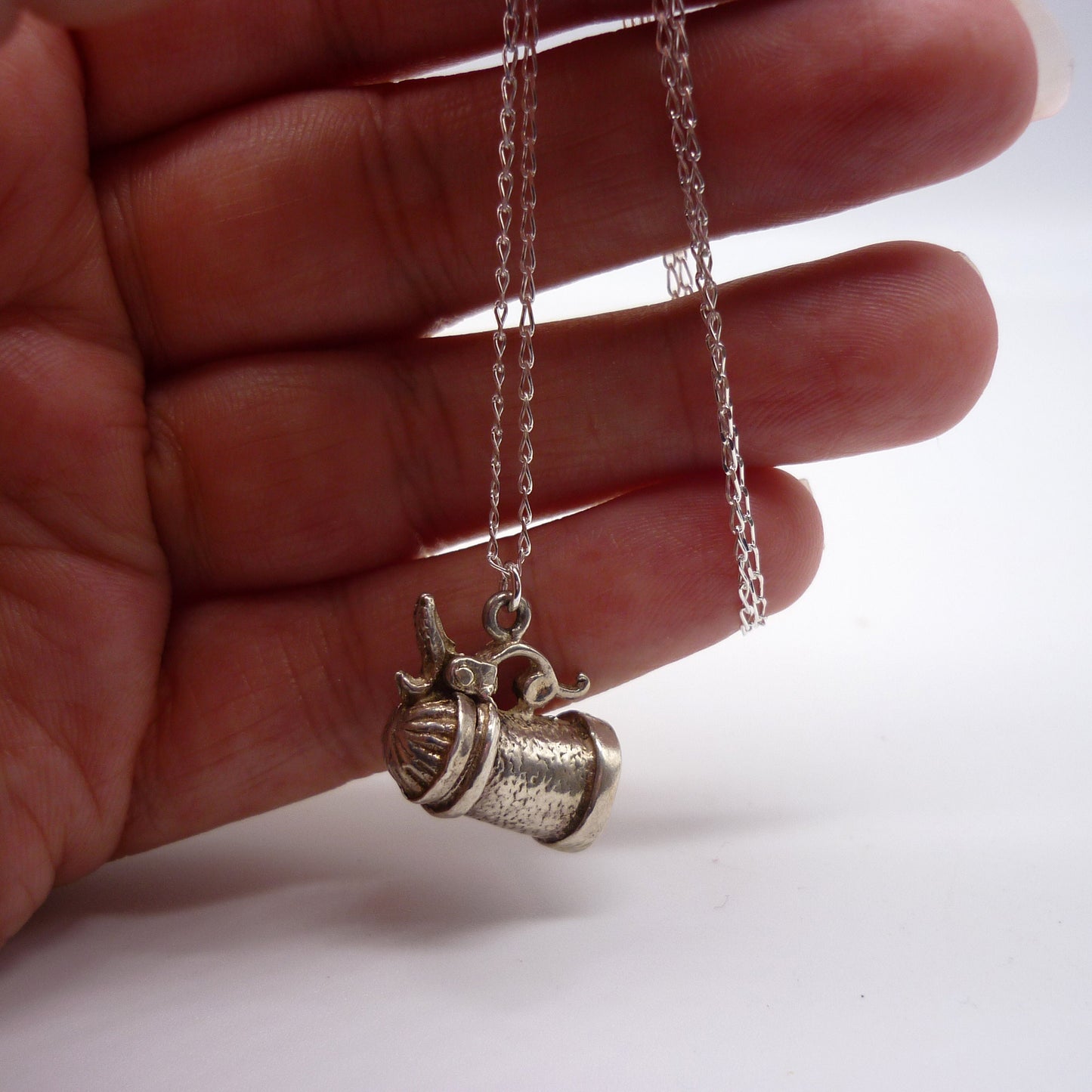 Silver Tankard Charm Necklace, Women's Beer Mug Gift, Drinking Gifts for Her