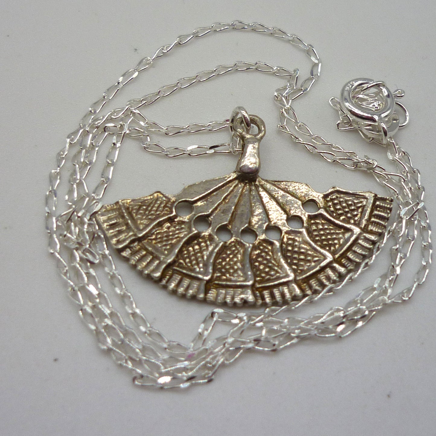 Silver Fan Charm Necklace
