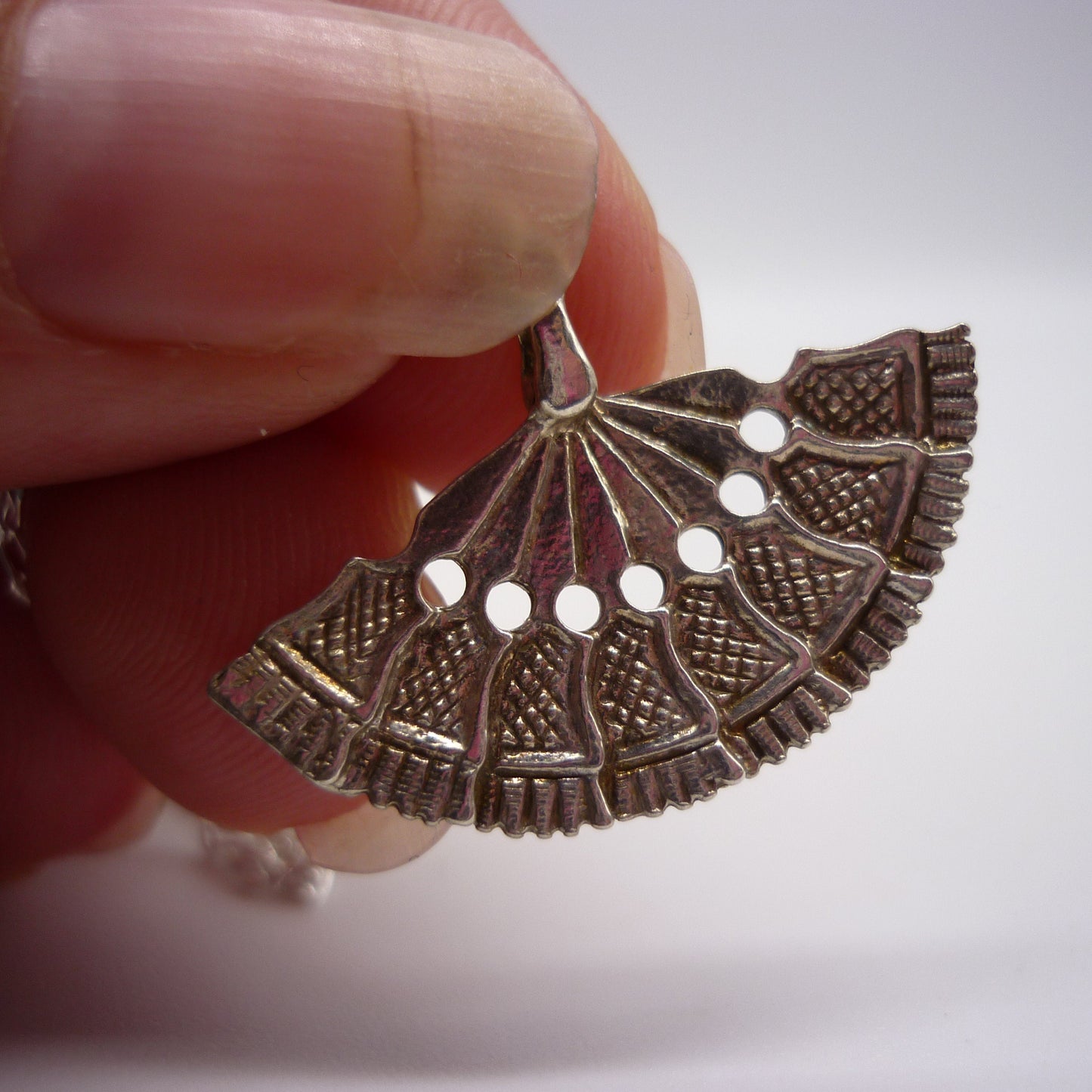 Silver Fan Charm Necklace