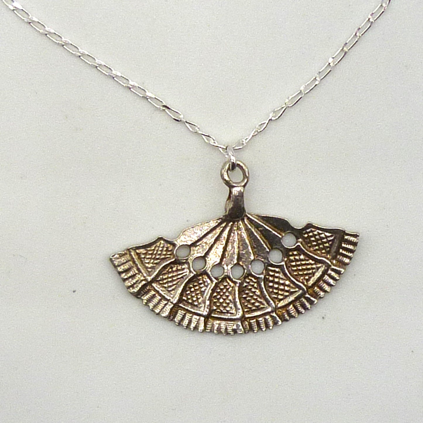 Silver Fan Charm Necklace