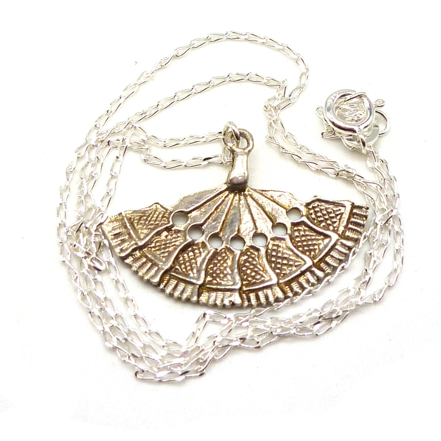 Silver Fan Charm Necklace