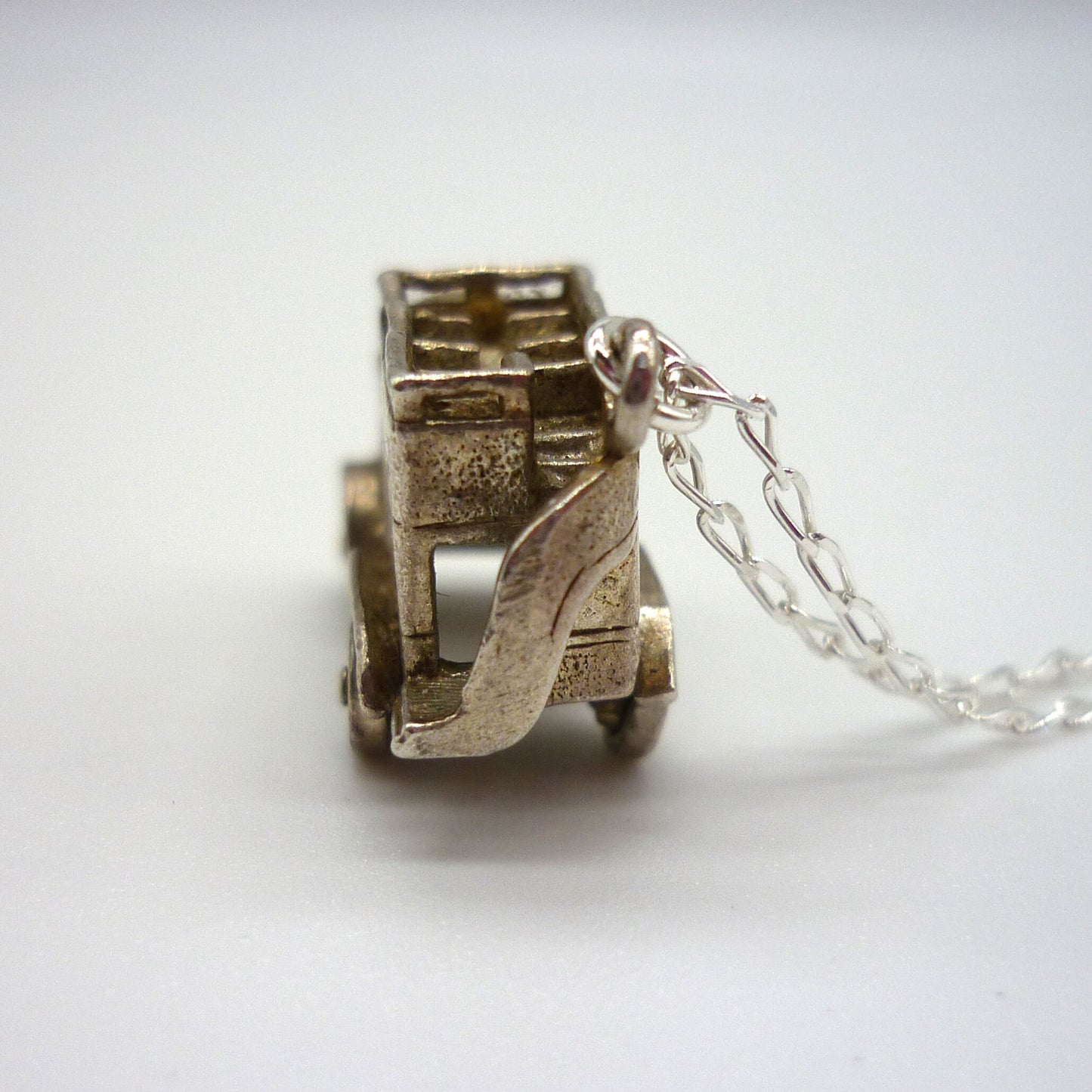 Silver Open Top Bus Charm Necklace
