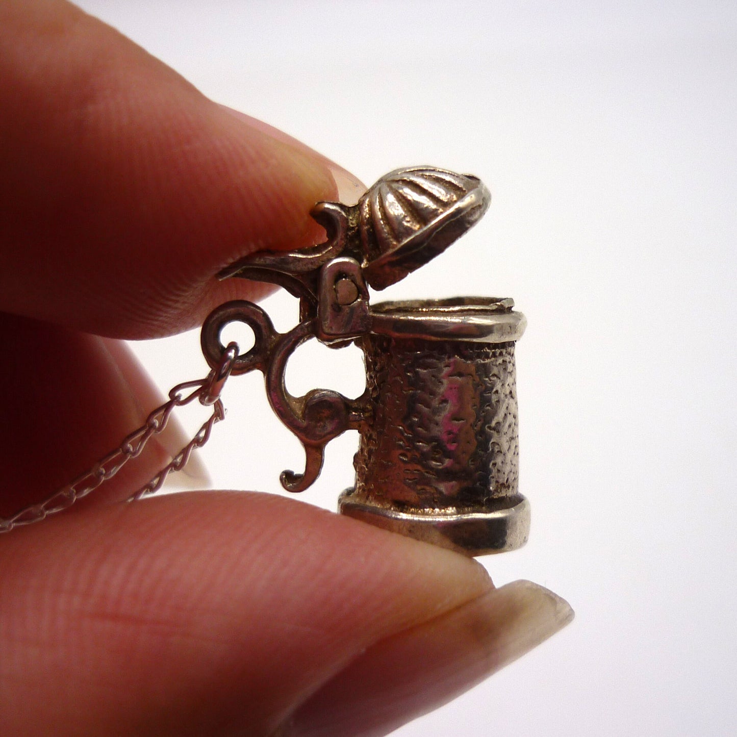 Silver Tankard Charm Necklace, Women's Beer Mug Gift, Drinking Gifts for Her