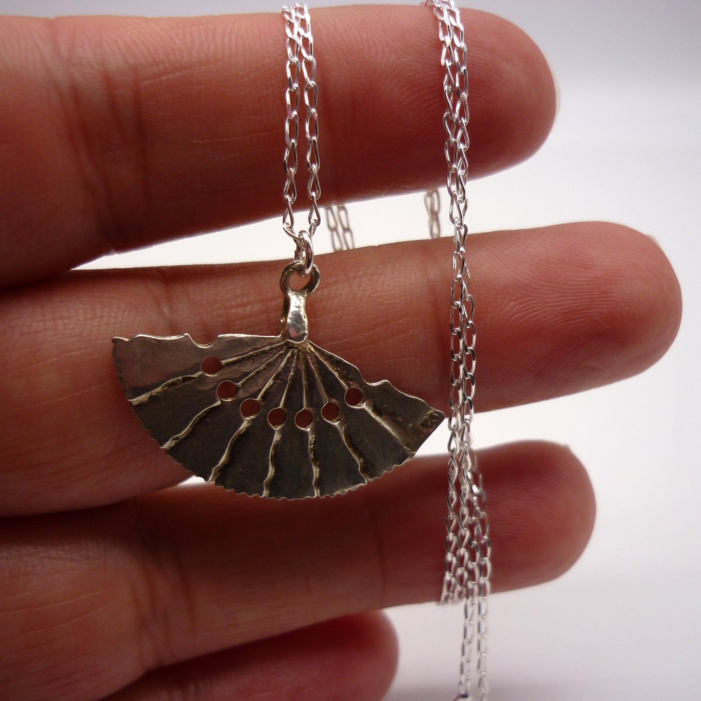 Silver Fan Charm Necklace