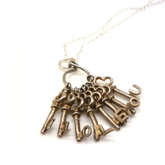 Silver I Love You Key Charm Necklace