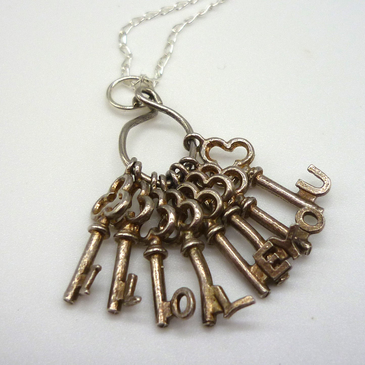 Silver I Love You Key Charm Necklace