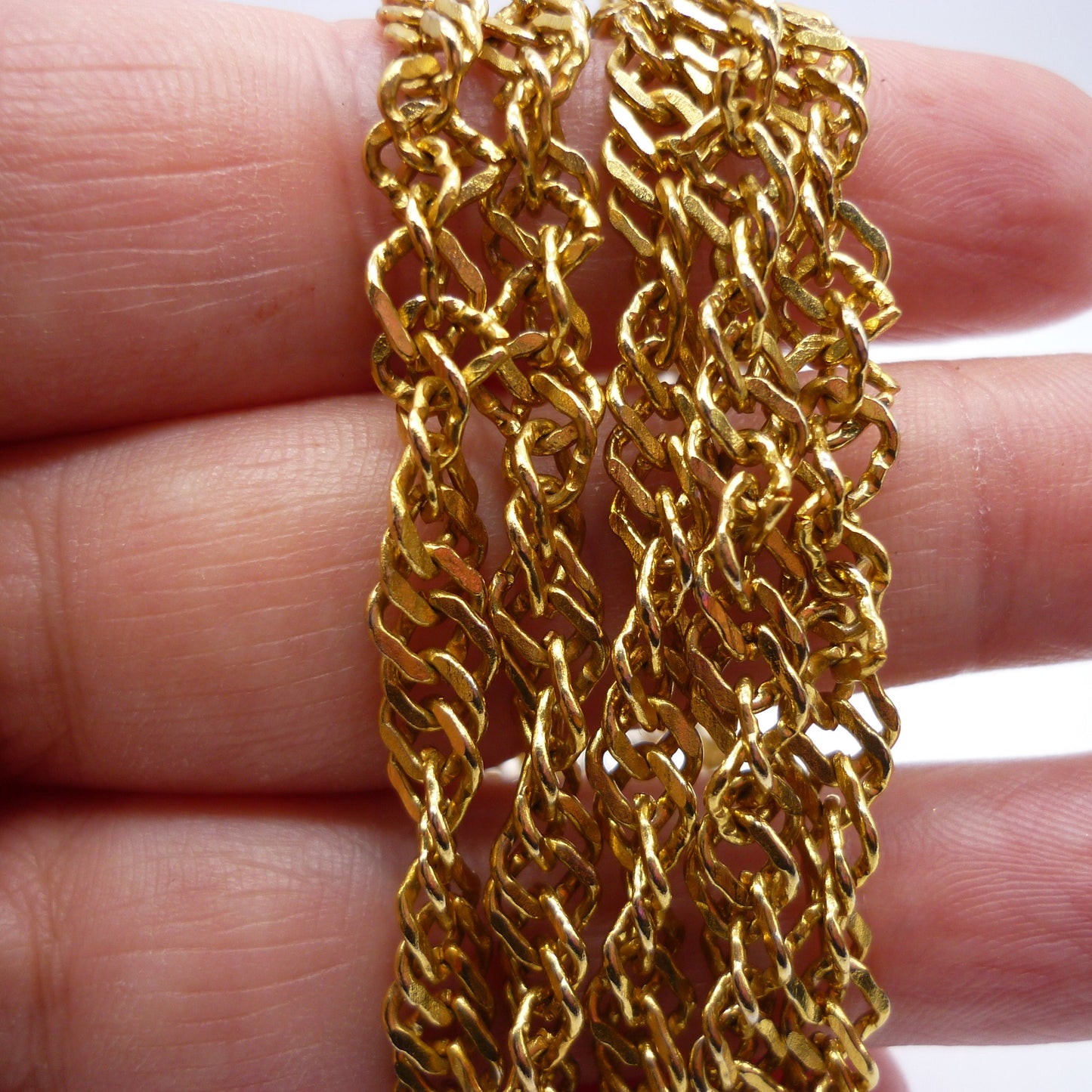 Long Gold Plated Twist Chain, Over The Head Double Layer Necklace
