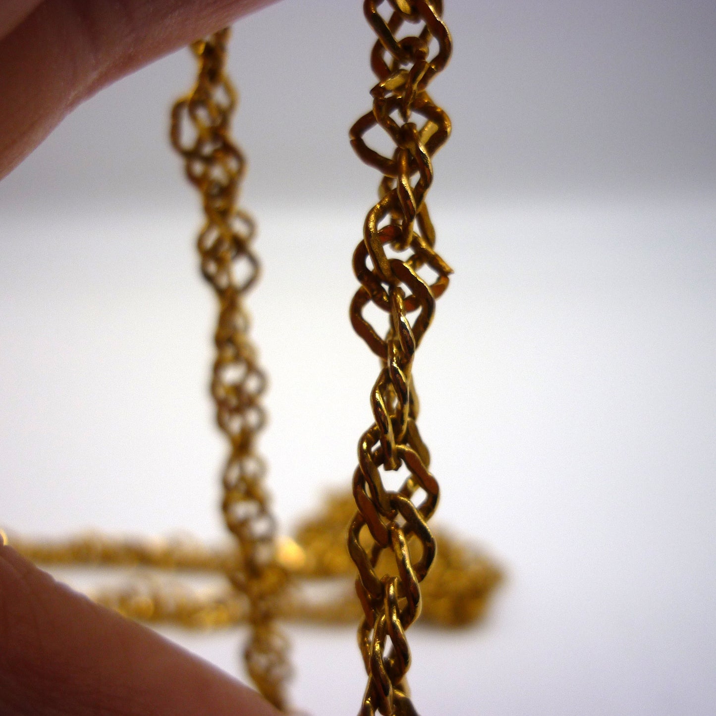 Long Gold Plated Twist Chain, Over The Head Double Layer Necklace