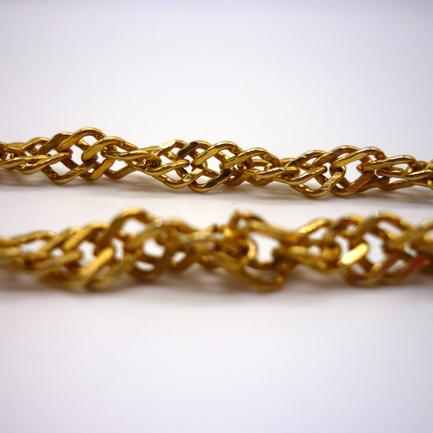 Long Gold Plated Twist Chain, Over The Head Double Layer Necklace