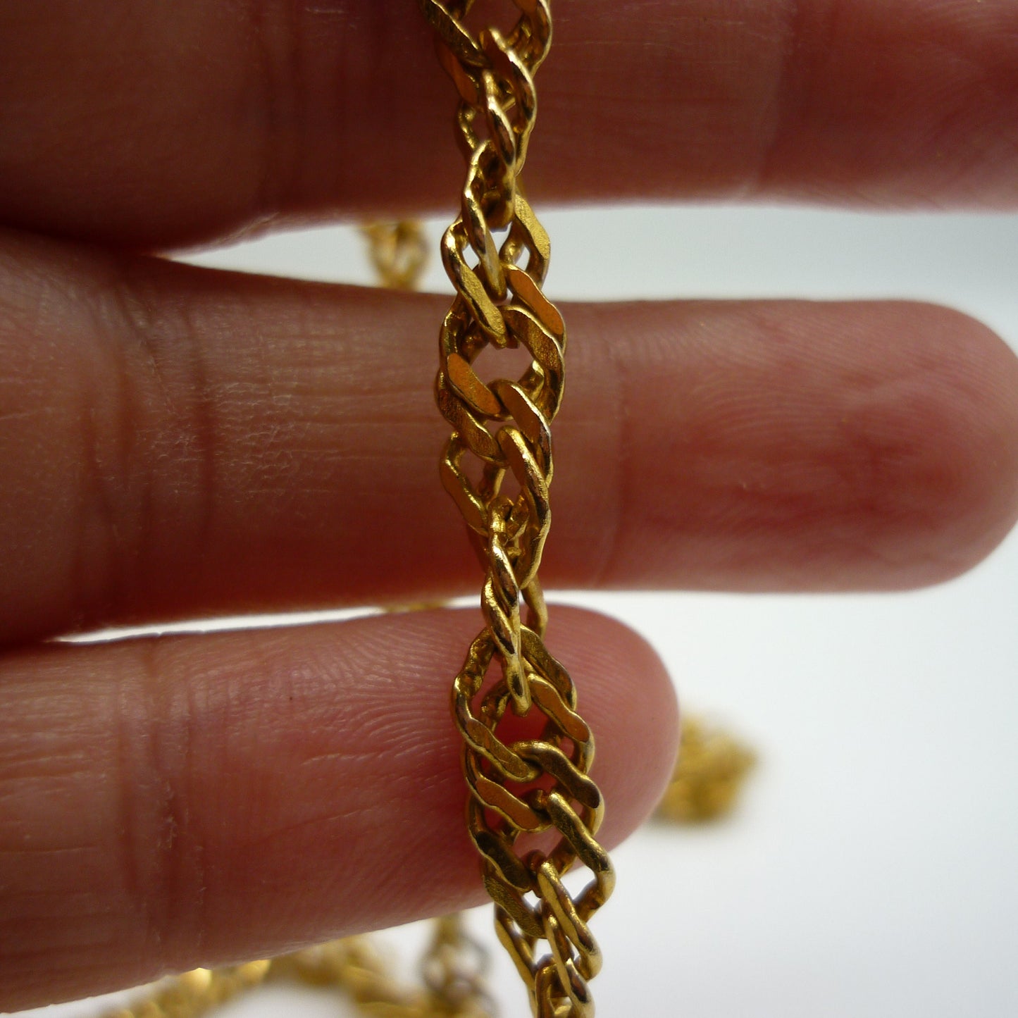 Long Gold Plated Twist Chain, Over The Head Double Layer Necklace