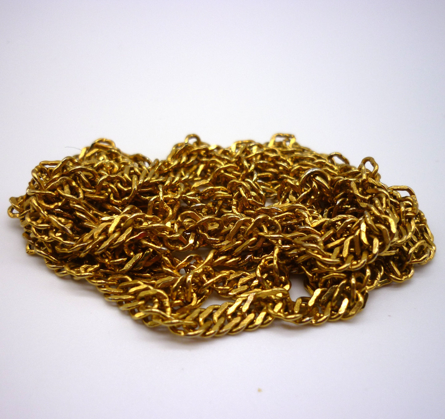 Long Gold Plated Twist Chain, Over The Head Double Layer Necklace