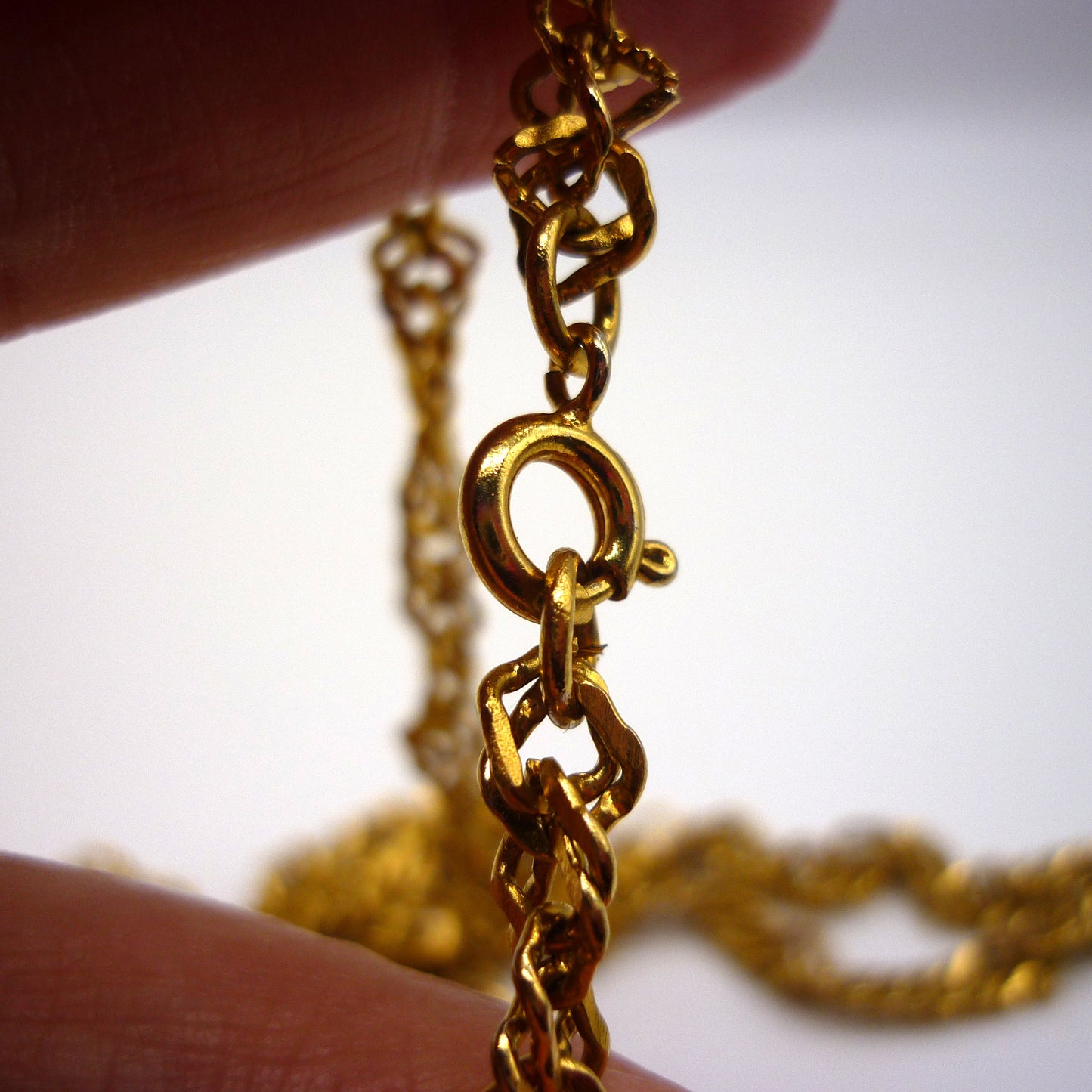 Long Gold Plated Twist Chain, Over The Head Double Layer Necklace