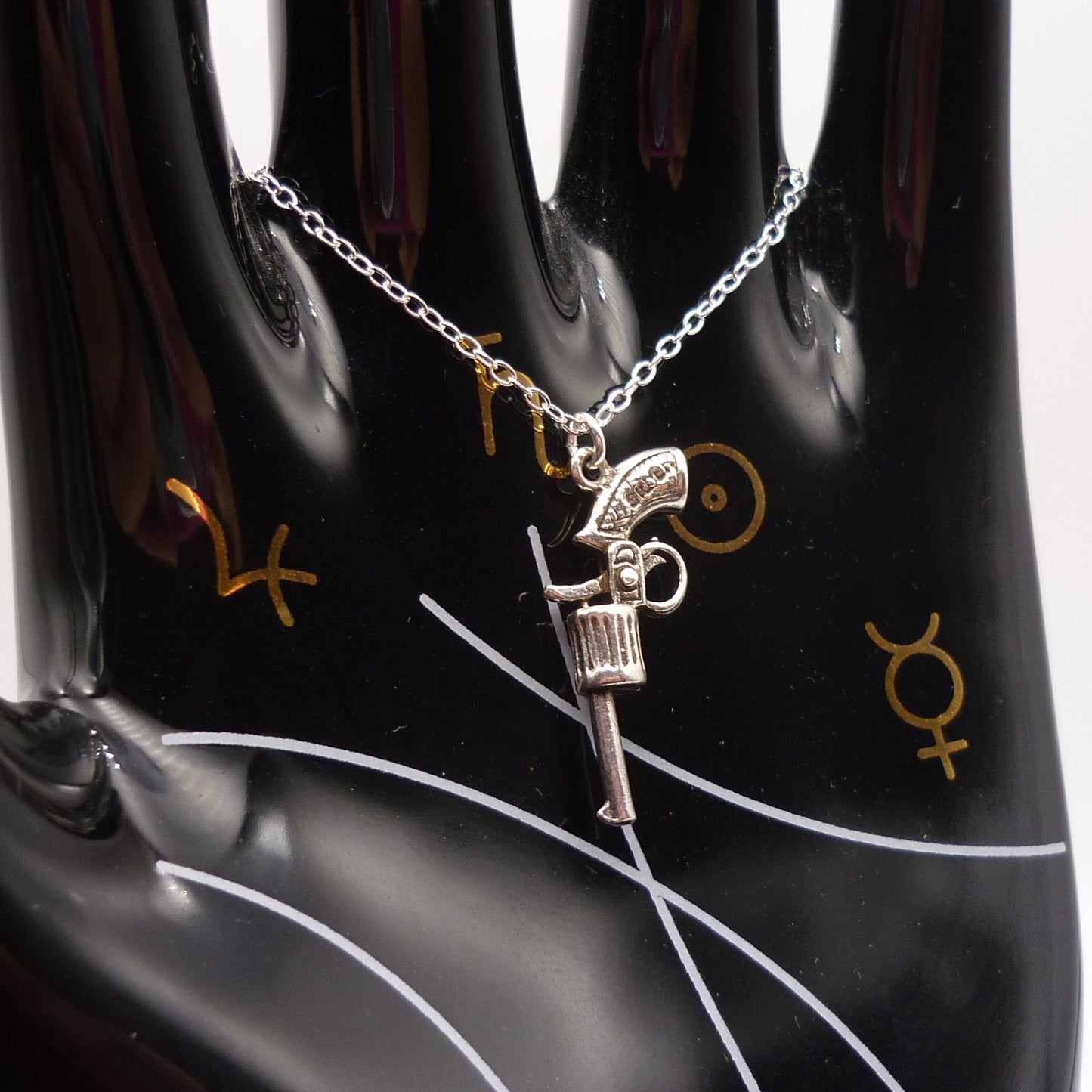 Silver Gun Charm Necklace, Vintage Pistol Pendant