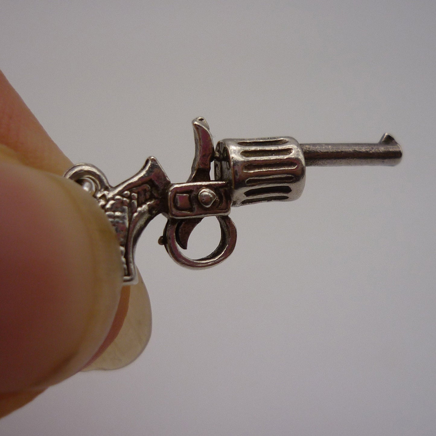 Silver Gun Charm Necklace, Vintage Pistol Pendant
