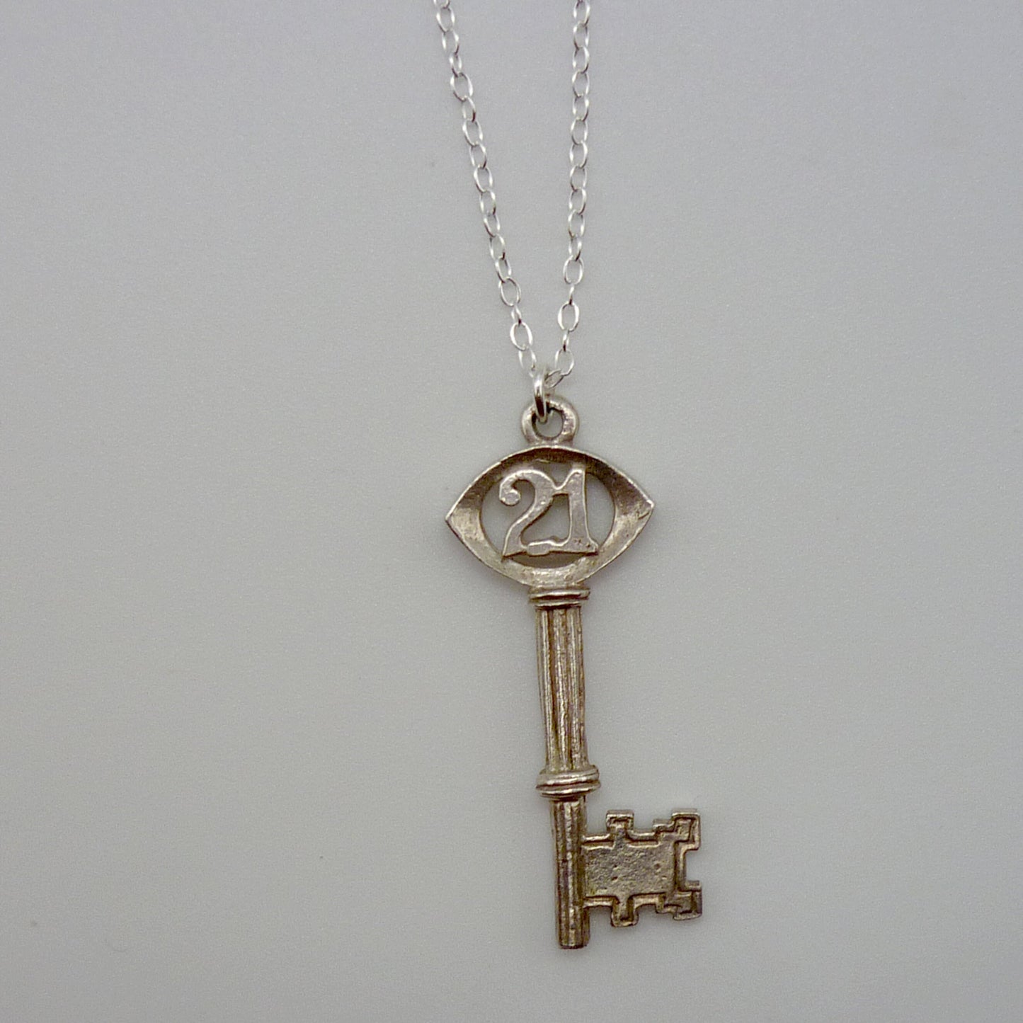 Vintage Silver 21 Key Charm Necklace - 21st Birthday Gift