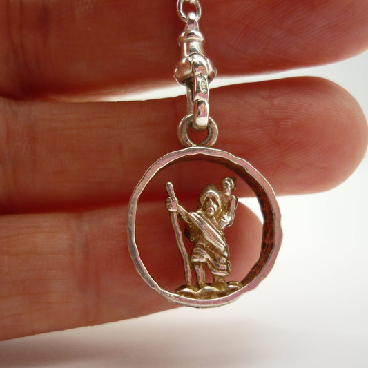 Vintage St. Christopher Sterling Silver Necklace: Dainty Belcher Chain Pendant
