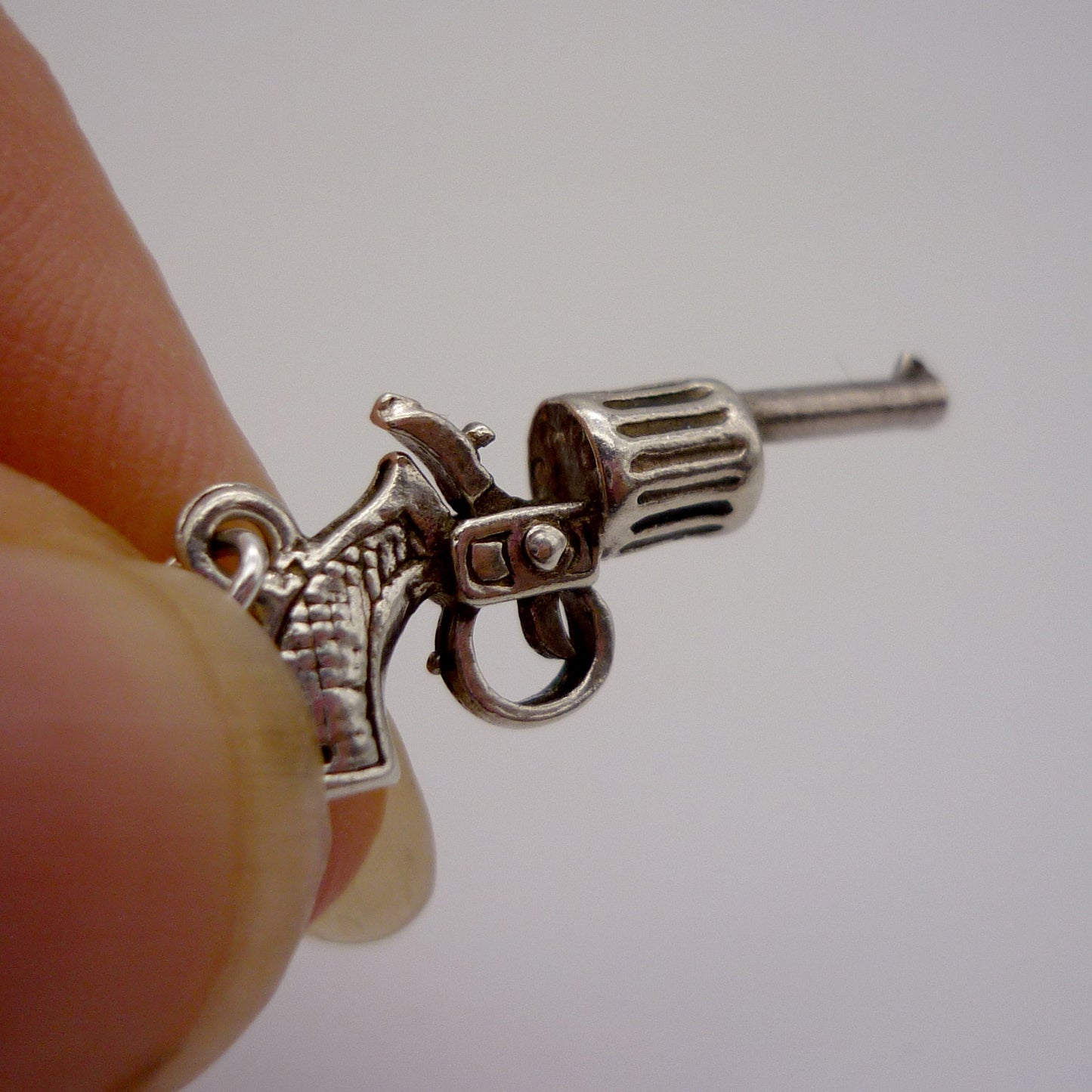 Silver Gun Charm Necklace, Vintage Pistol Pendant