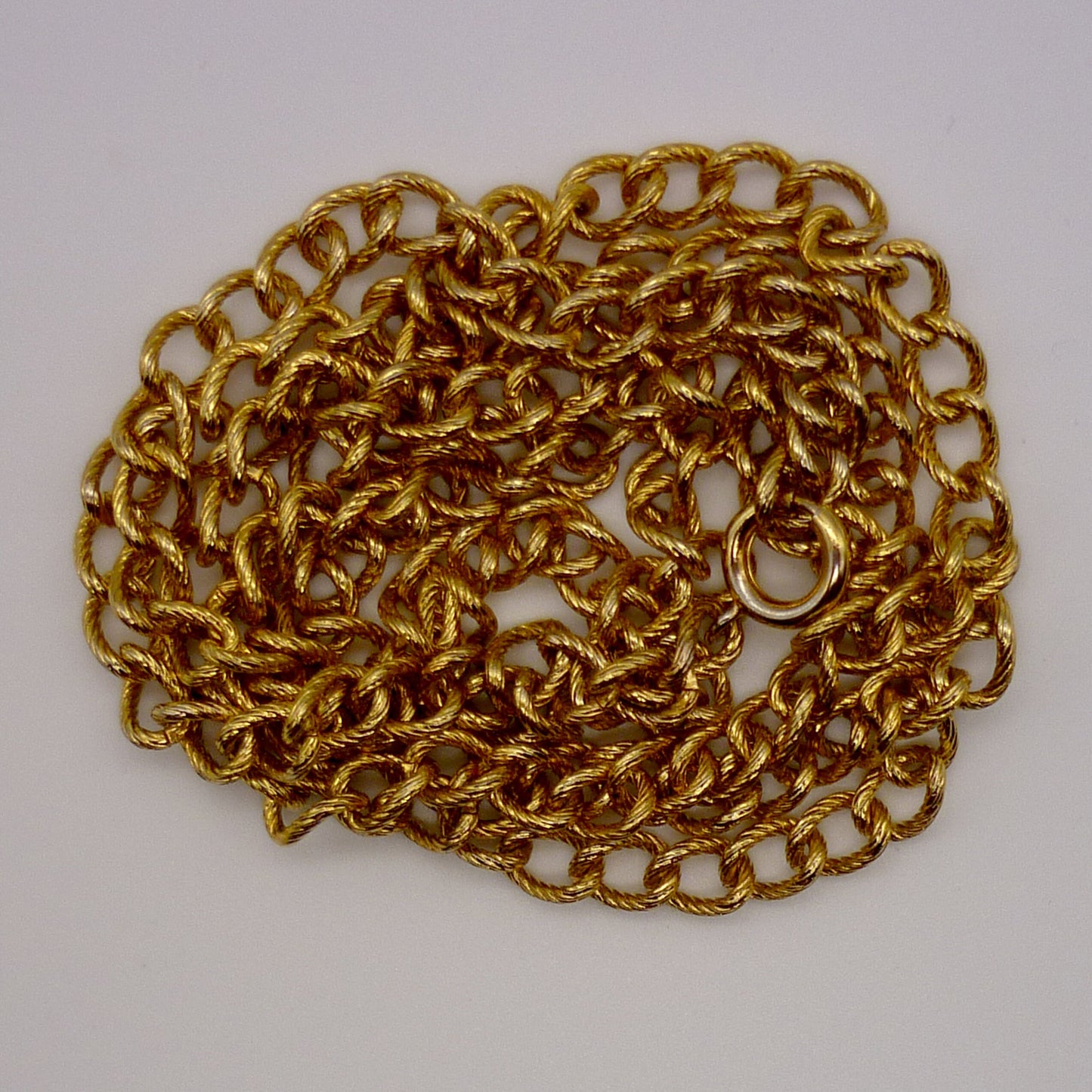 Vintage Long Gold Plated Curb Chain with Textured Links