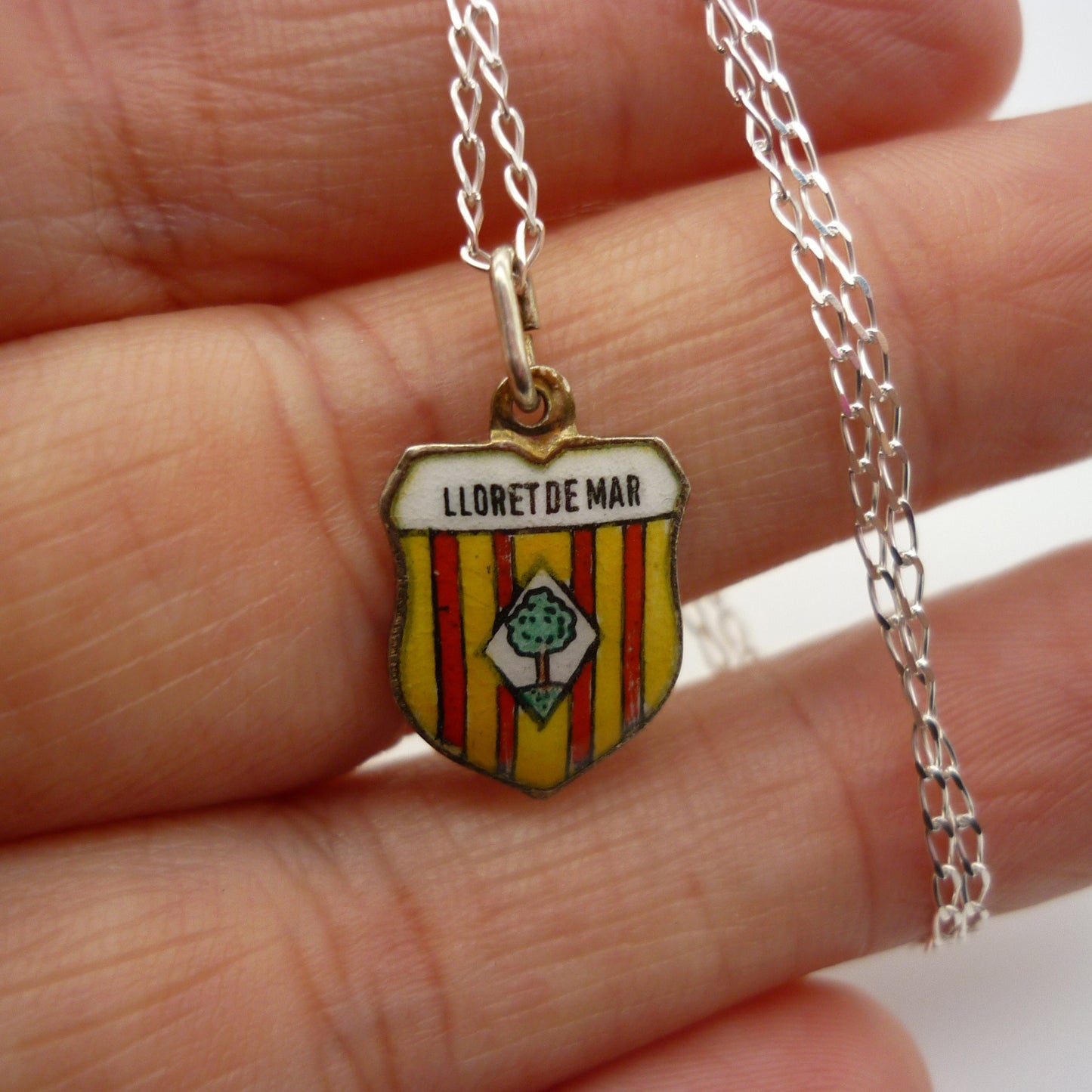 Lloret de Mar Enamel Shield Charm Necklace