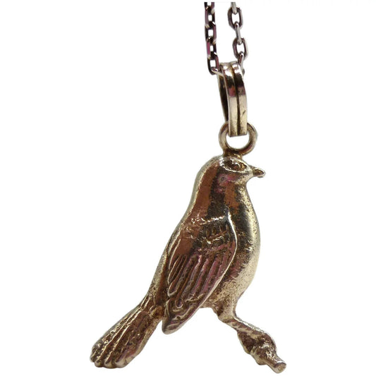 Vintage Silver Bird Pendant on 925 Sterling Square Diamond Cut Belcher Chain