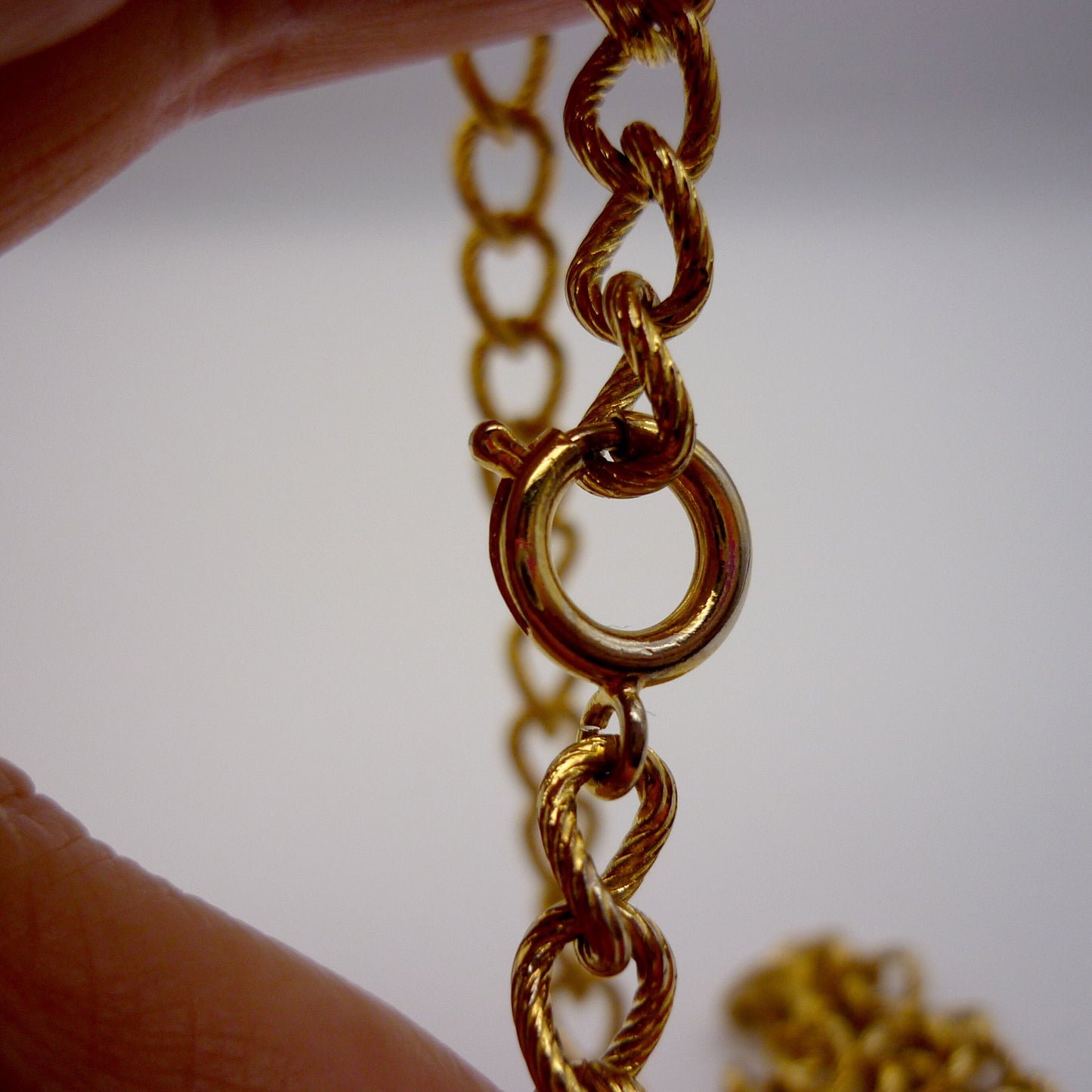 Vintage Long Gold Plated Curb Chain with Textured Links