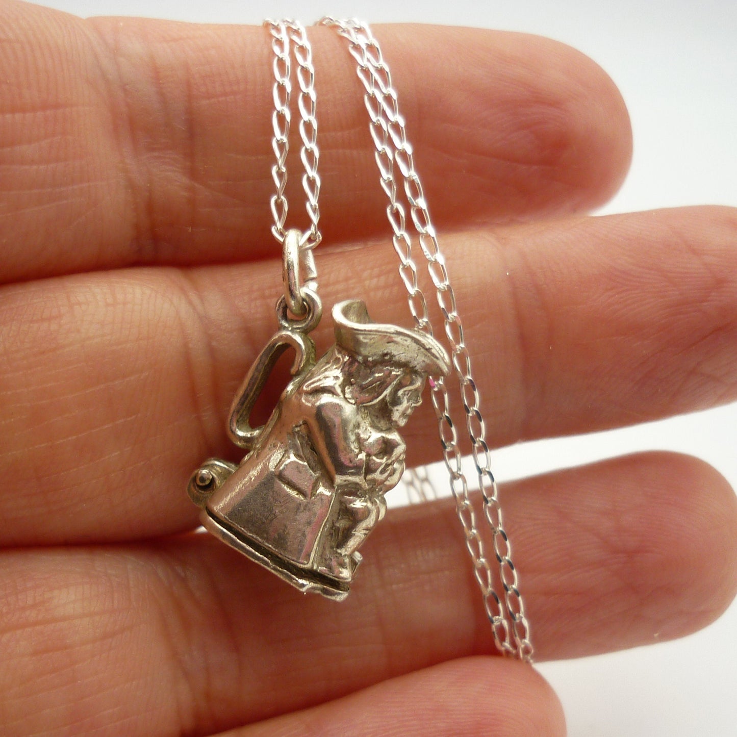 Silver Toby Jug Opening Charm Necklace