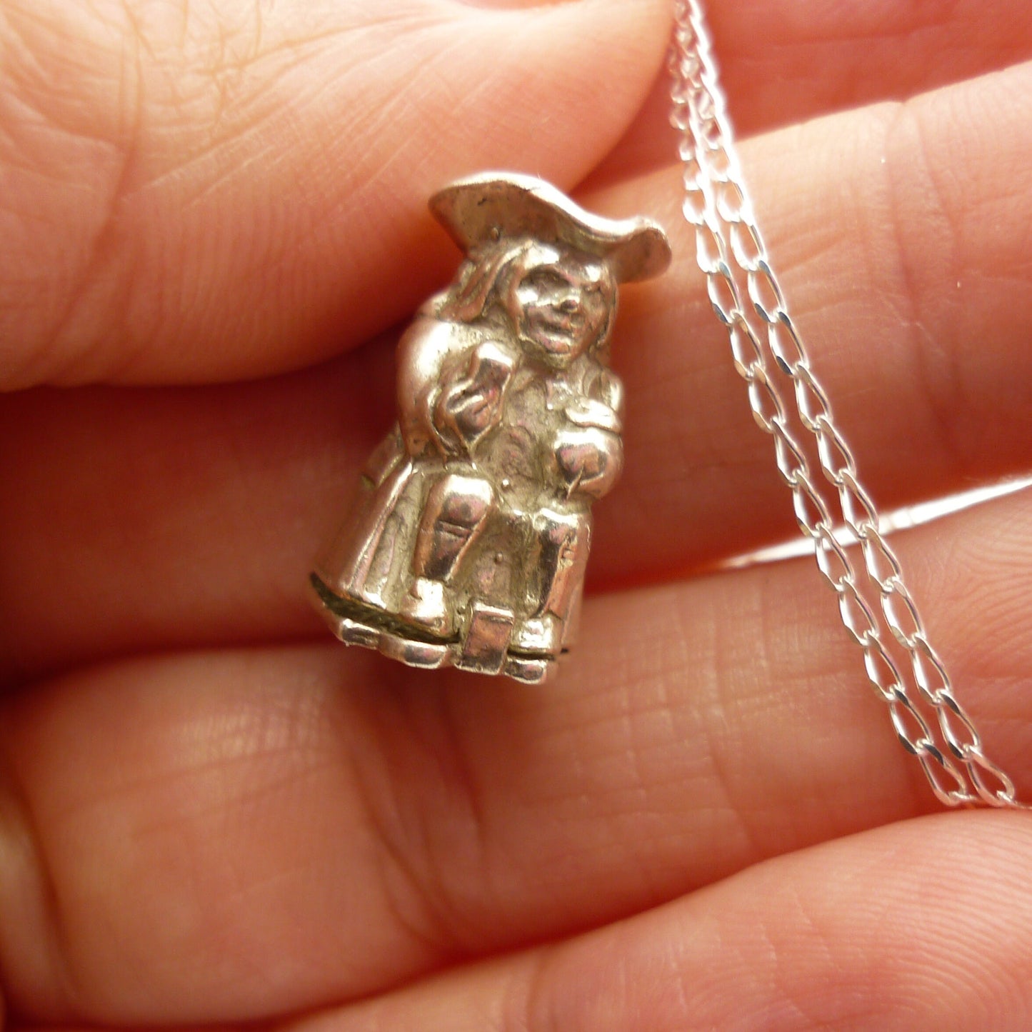 Silver Toby Jug Opening Charm Necklace