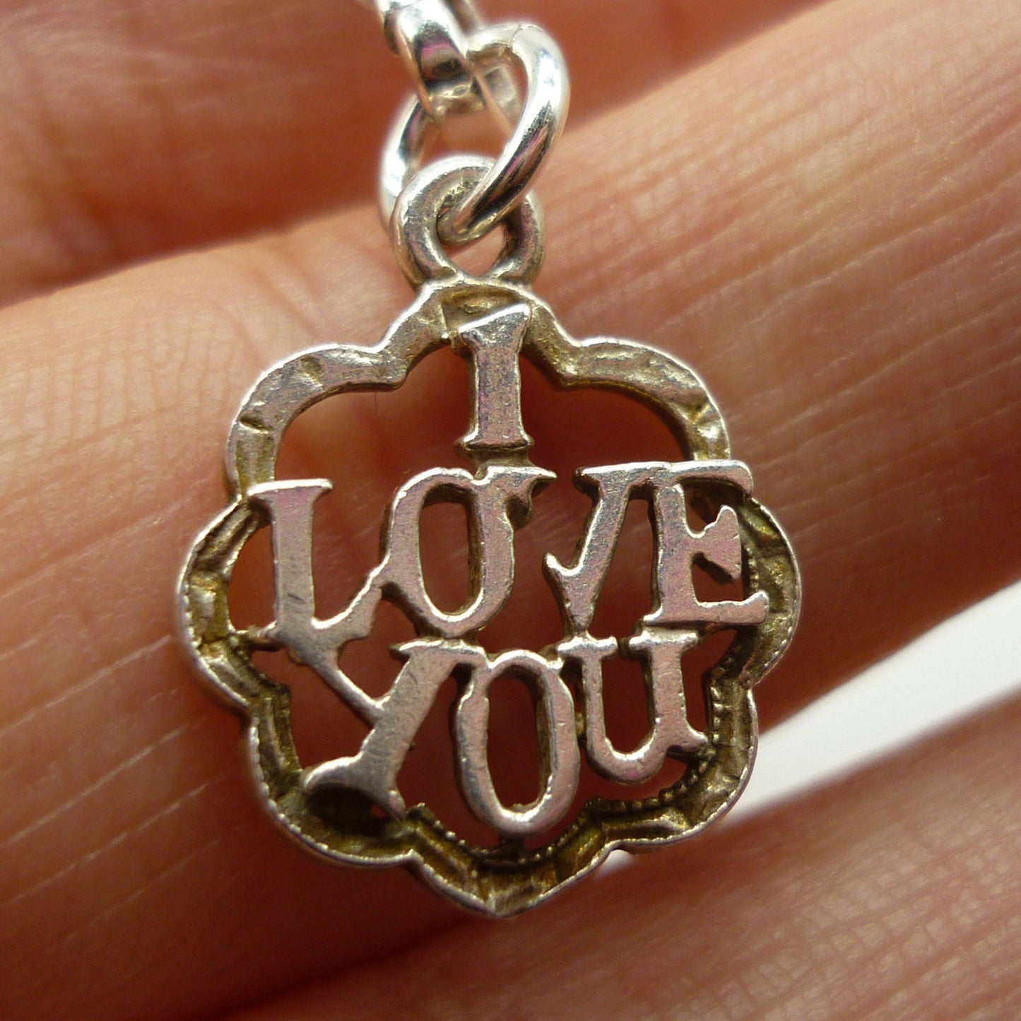 Vintage Sterling Silver 'I Love You' Charm Bracelet with Albert Fobs