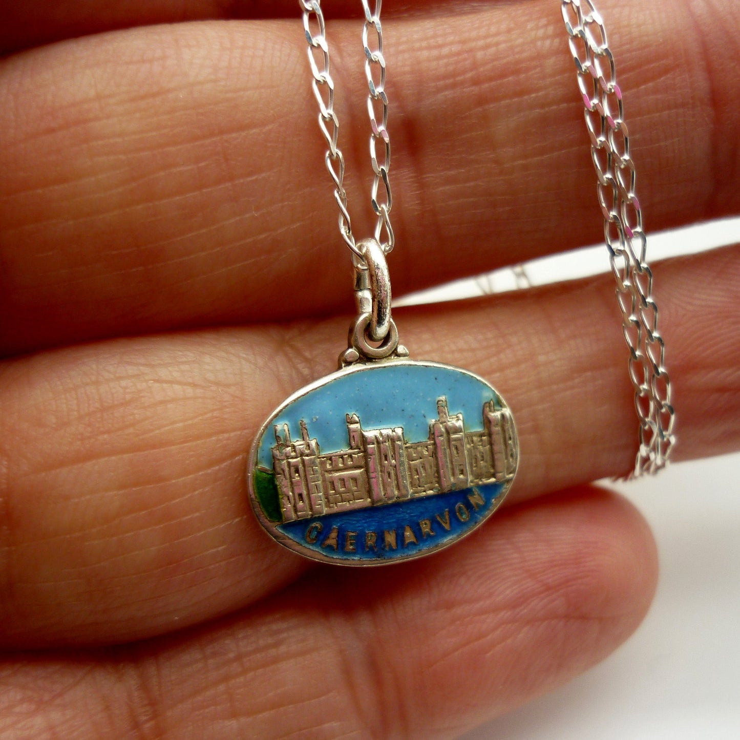 Caernarvon Castle Oval Charm Necklace