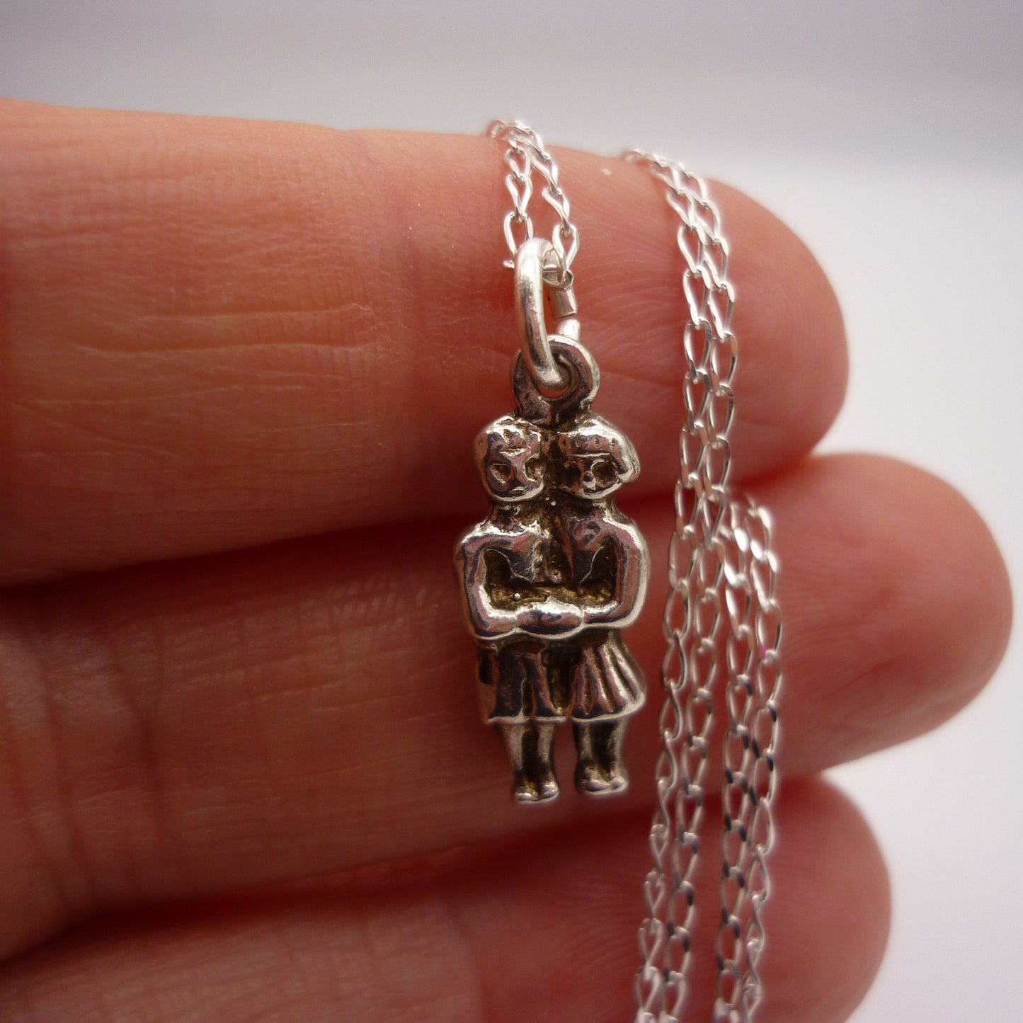 Silver Couple Charm Necklace