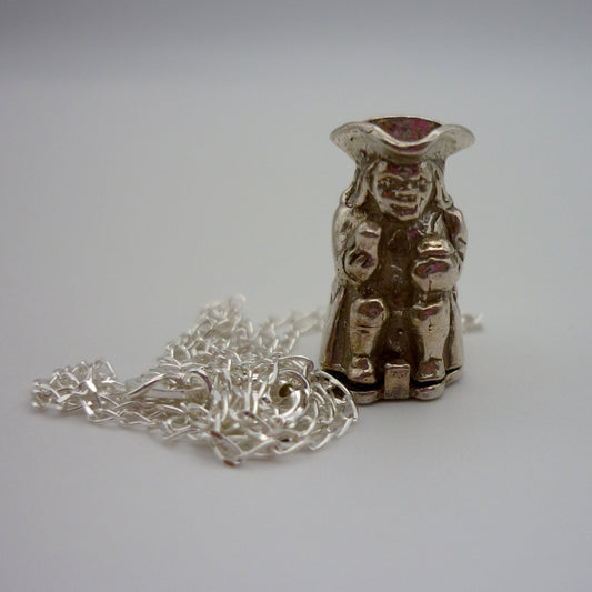 Silver Toby Jug Opening Charm Necklace