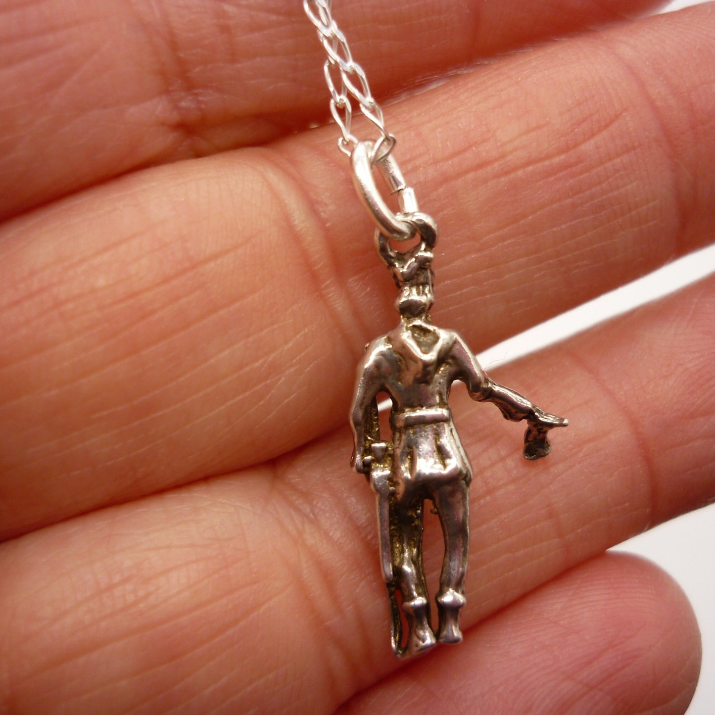 Vintage Silver Royal Guard Charm Necklace, Silver Pendant on Chain