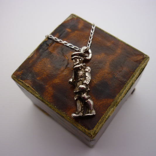 Vintage Silver Beefeater Charm Necklace, Sterling Pendant on Chain
