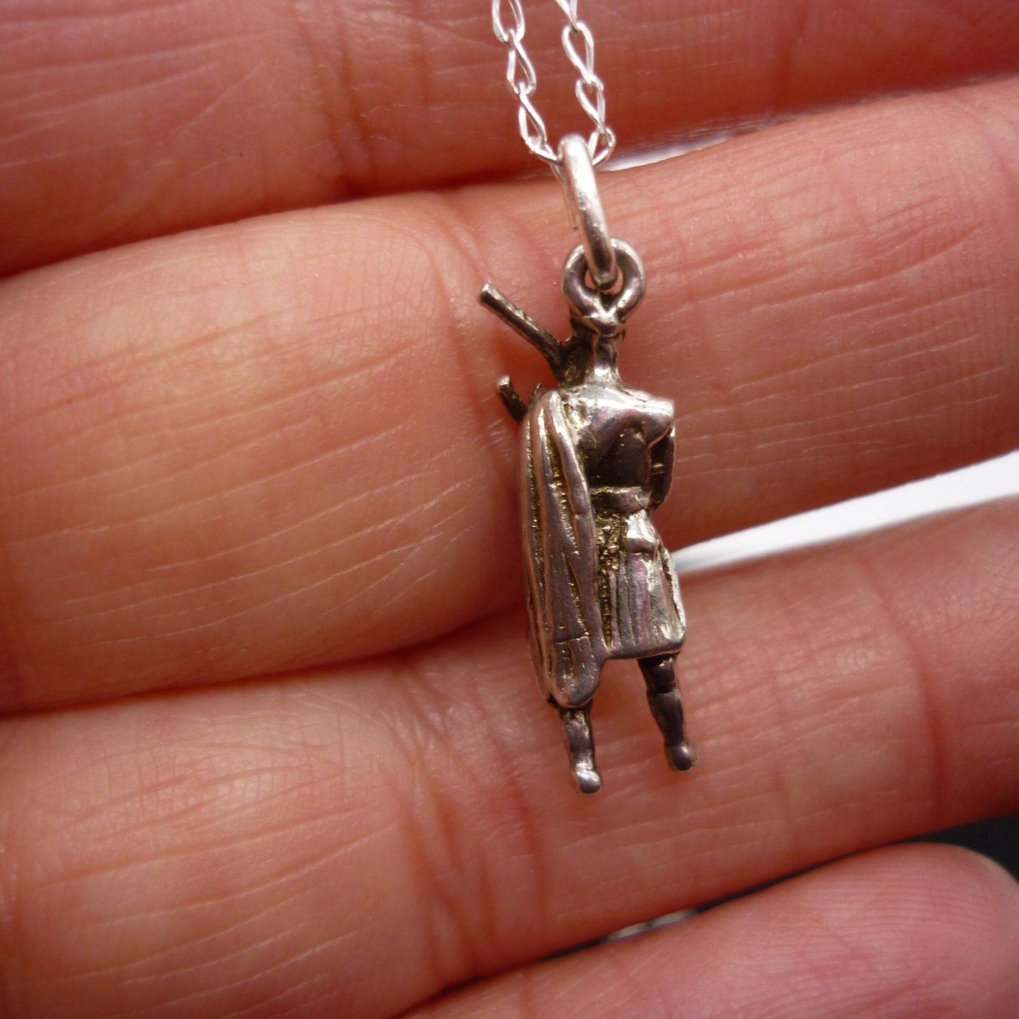 Scottish Piper Charm Necklace, Silver Pendant on Chain