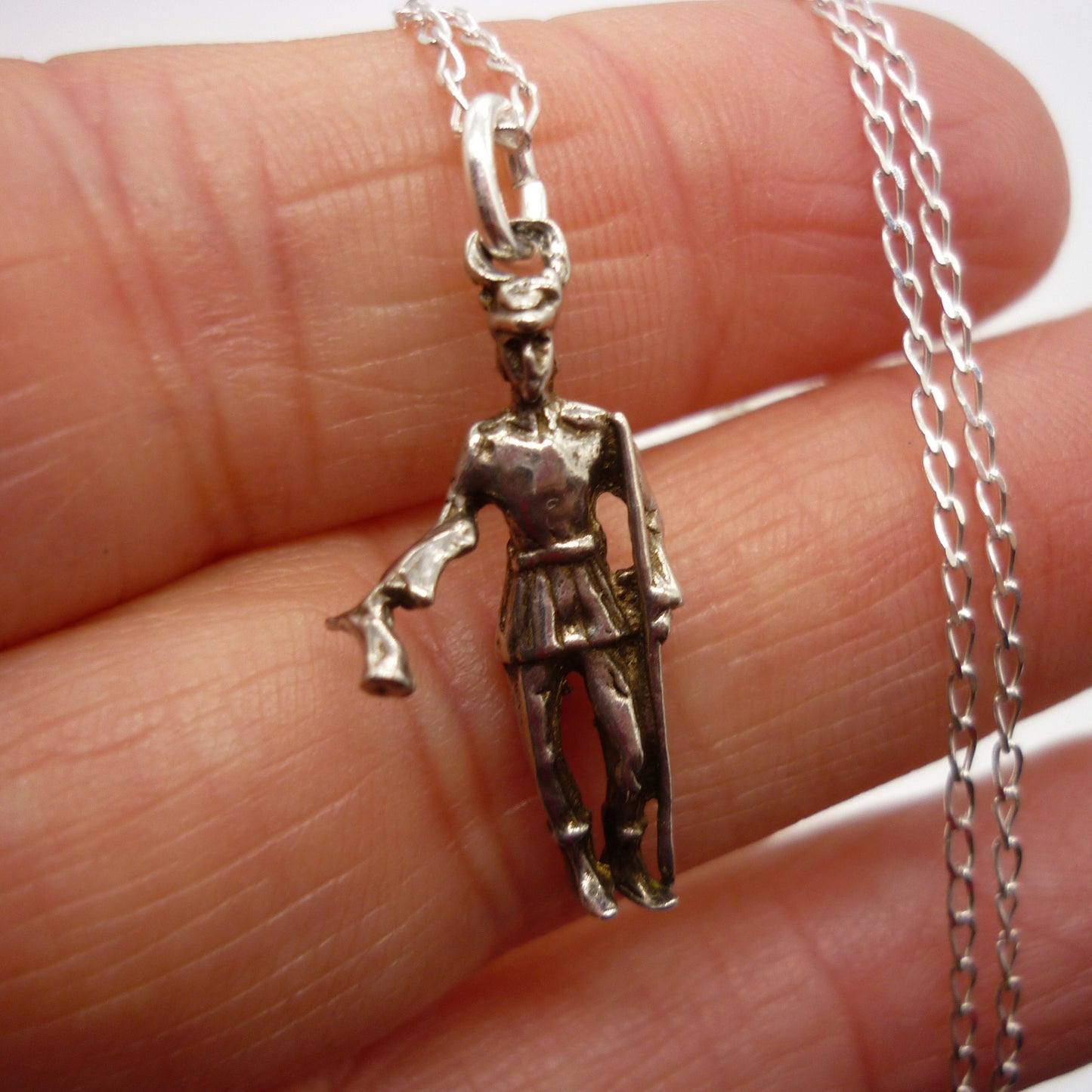 Vintage Silver Royal Guard Charm Necklace, Silver Pendant on Chain