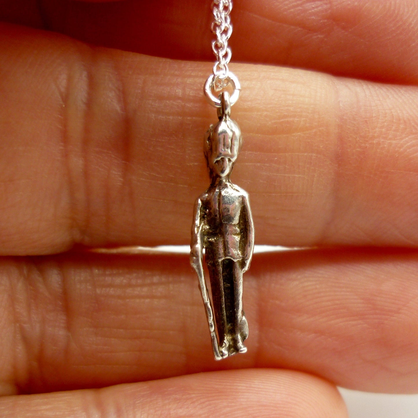 Vintage Silver Queen's Guard Charm Necklace, Sterling Pendant on Chain