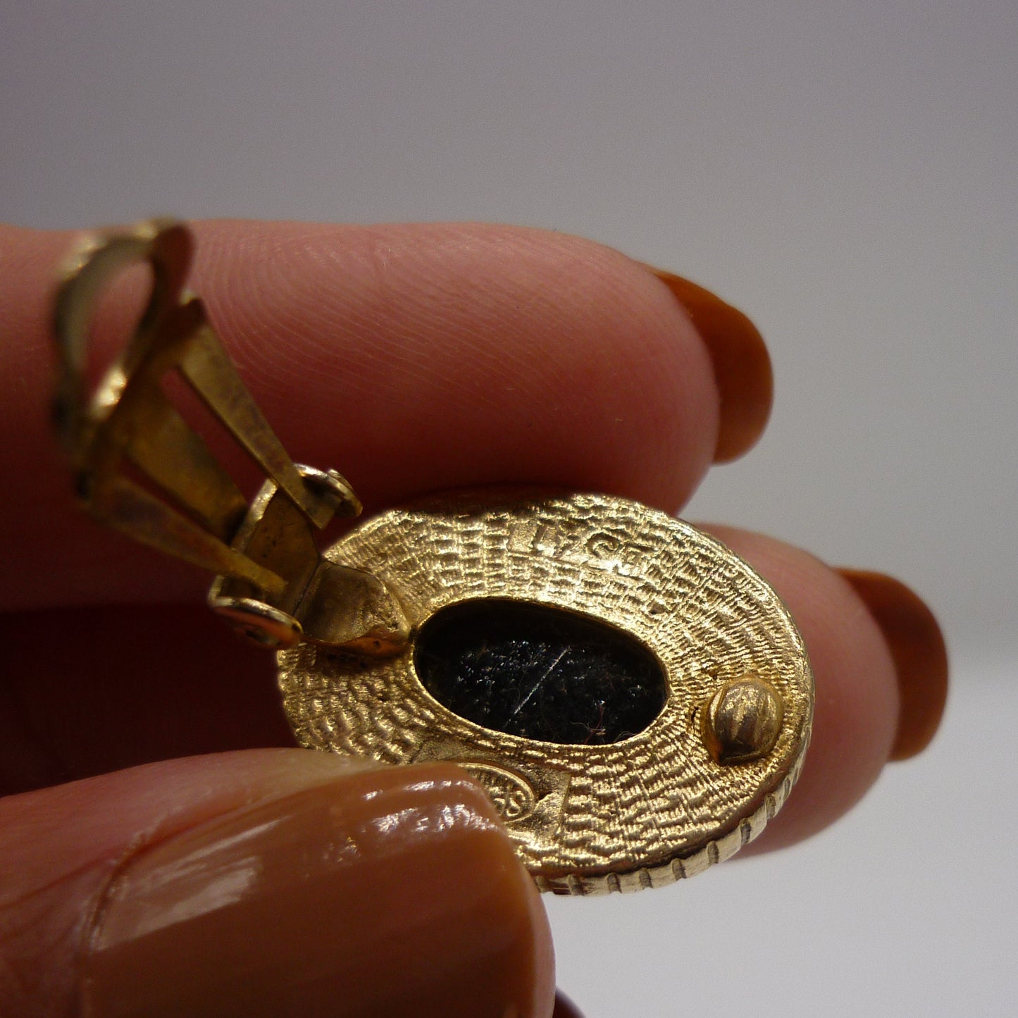 Victorian Revival Black Glass & Faux Pearl Clip on Earrings