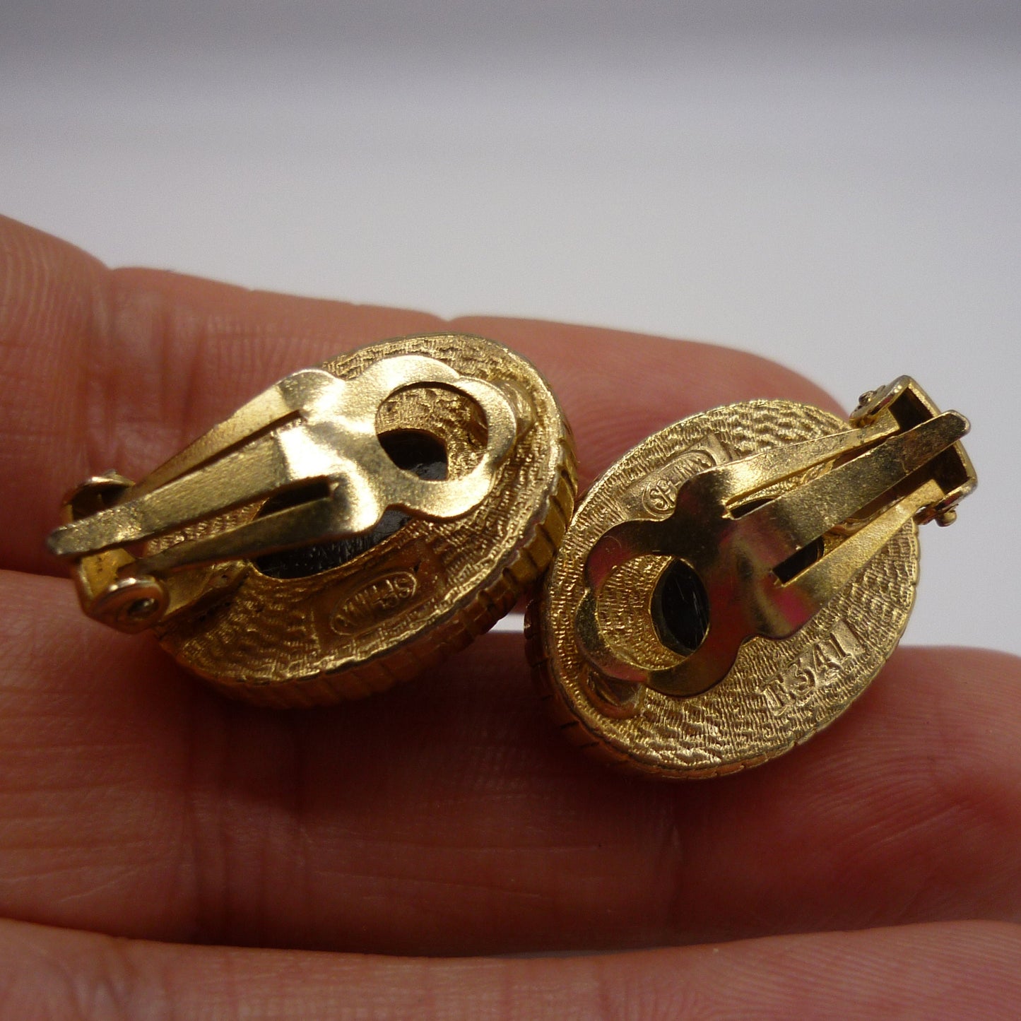 Victorian Revival Black Glass & Faux Pearl Clip on Earrings