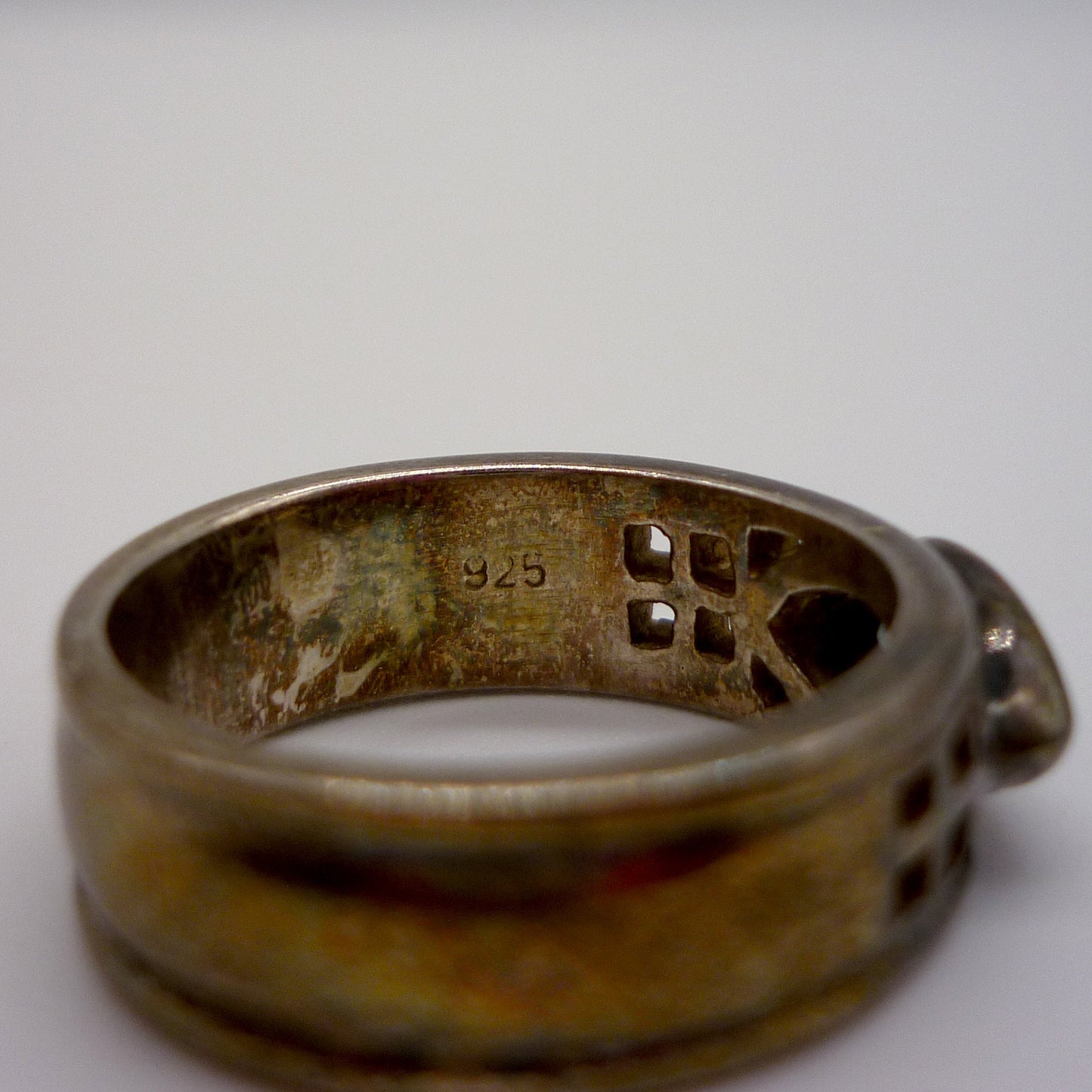 Vintage Silver Patina Ring with Pale Blue Topaz Size 5.75