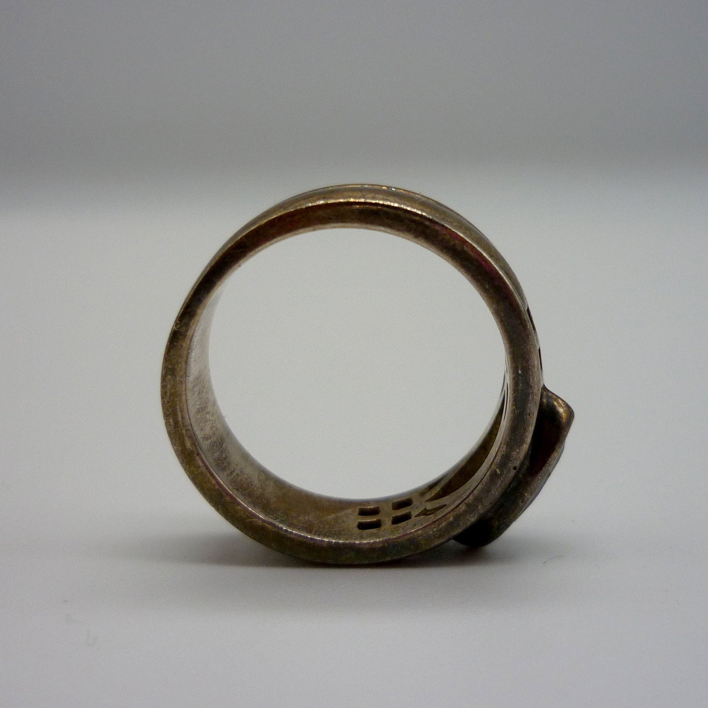 Vintage Silver Patina Ring with Pale Blue Topaz Size 5.75