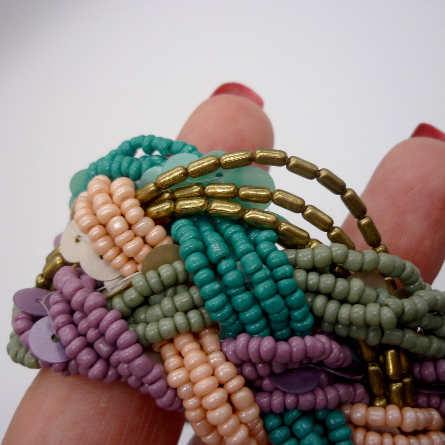 Colourful  Woven Bead and Sequin Statement Necklace