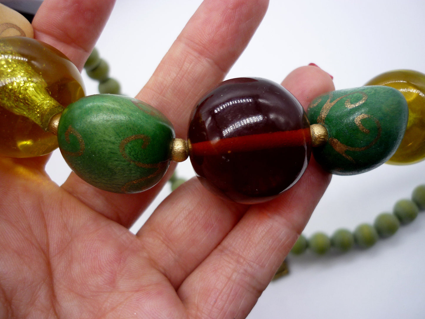 Chunky Colourful Wooden and Plastic Beaded Necklace