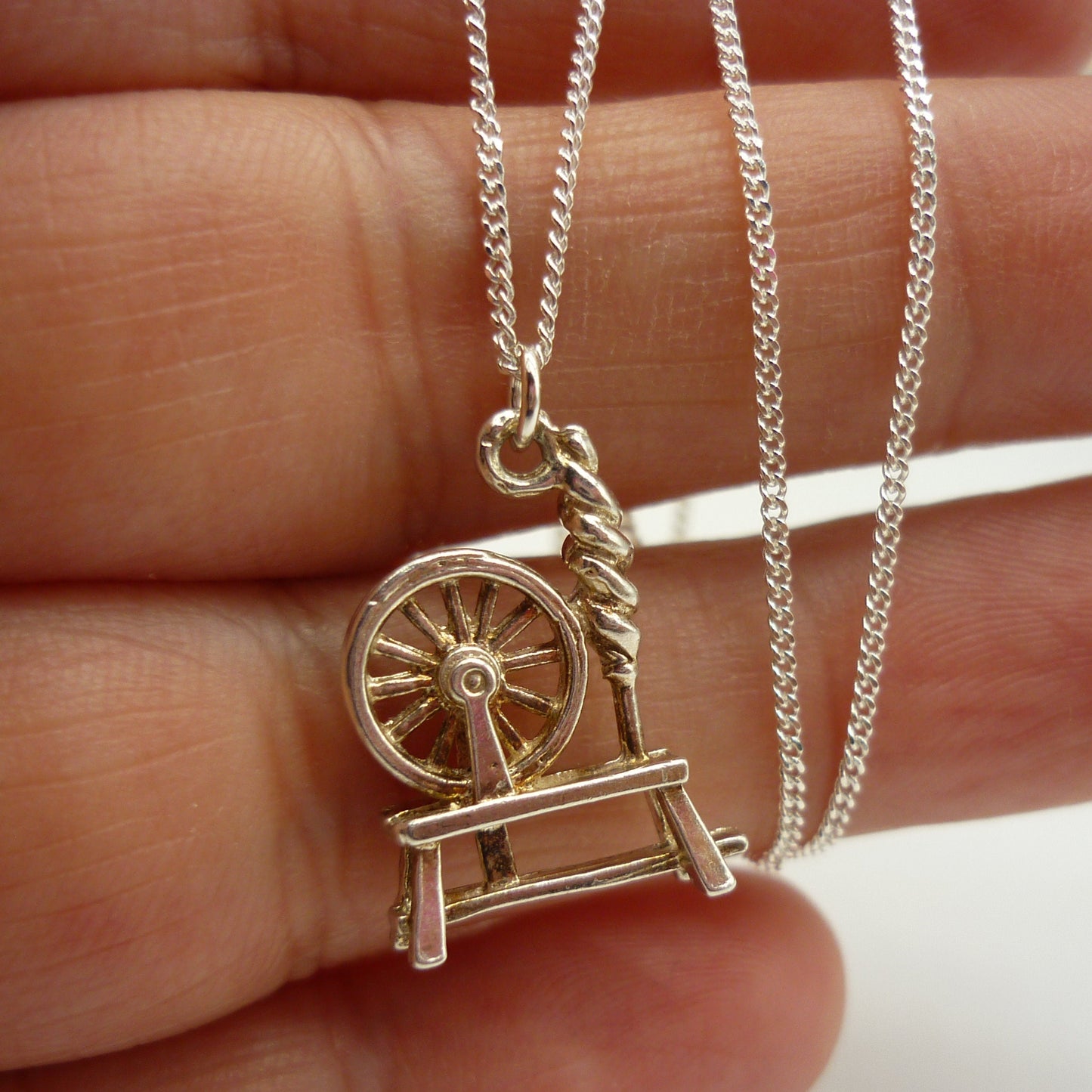 Sleeping Beauty Spinning Wheel Charm Necklace, Fairy Tale Jewelry