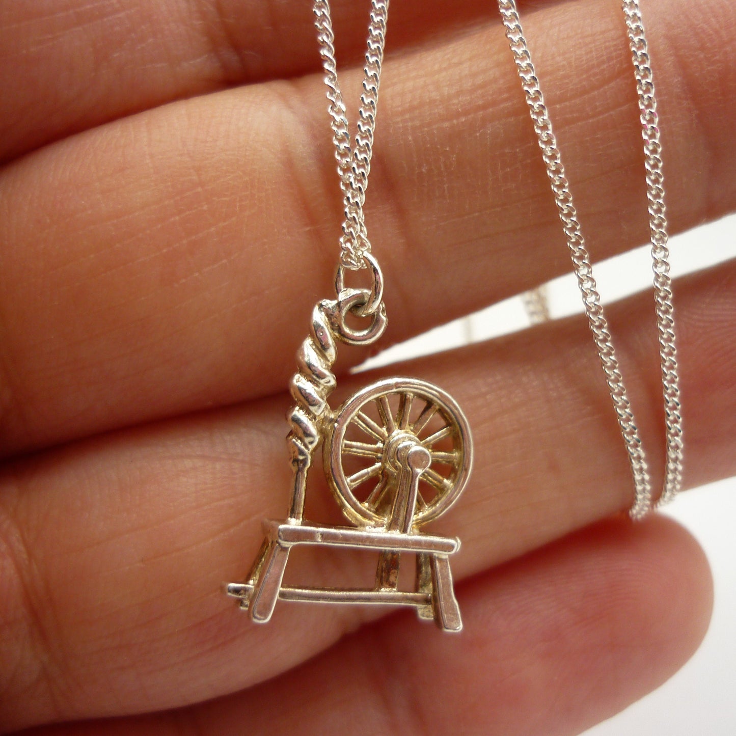 Sleeping Beauty Spinning Wheel Charm Necklace, Fairy Tale Jewelry