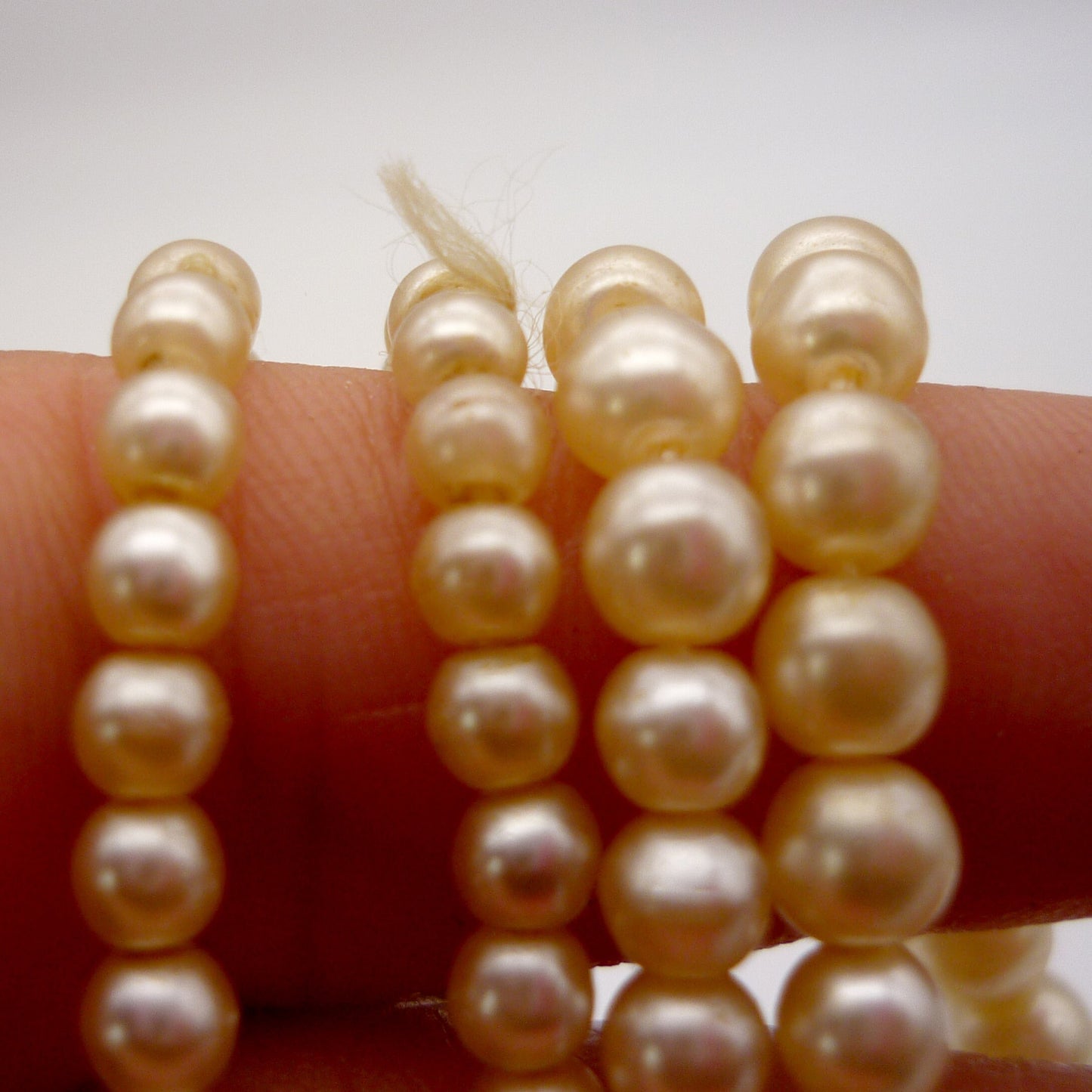 Vintage Double Strand Costume Pearls with Diamante and Emerald Cut Rhinestone Clasp