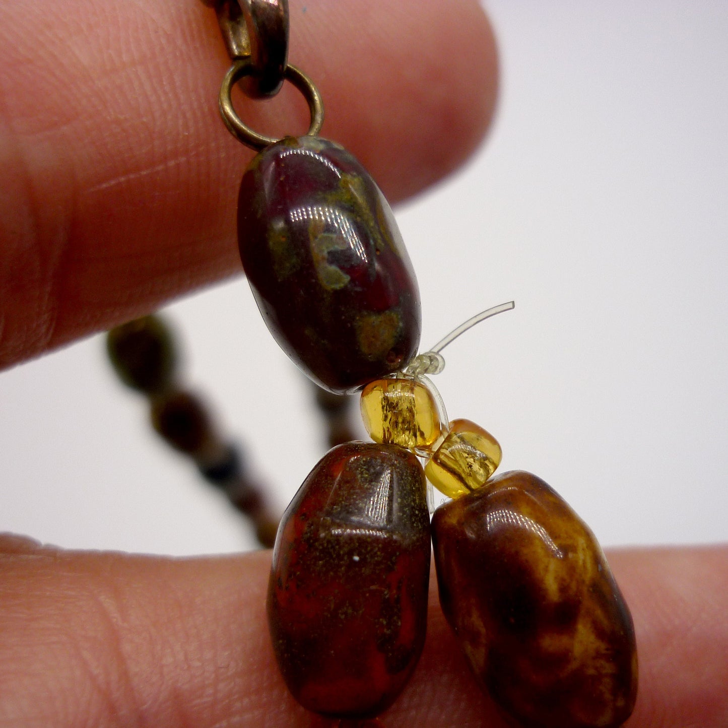 Multicoloured Marbled Bead Double Strand Necklace