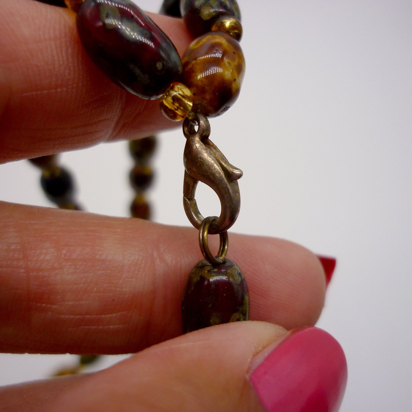 Multicoloured Marbled Bead Double Strand Necklace