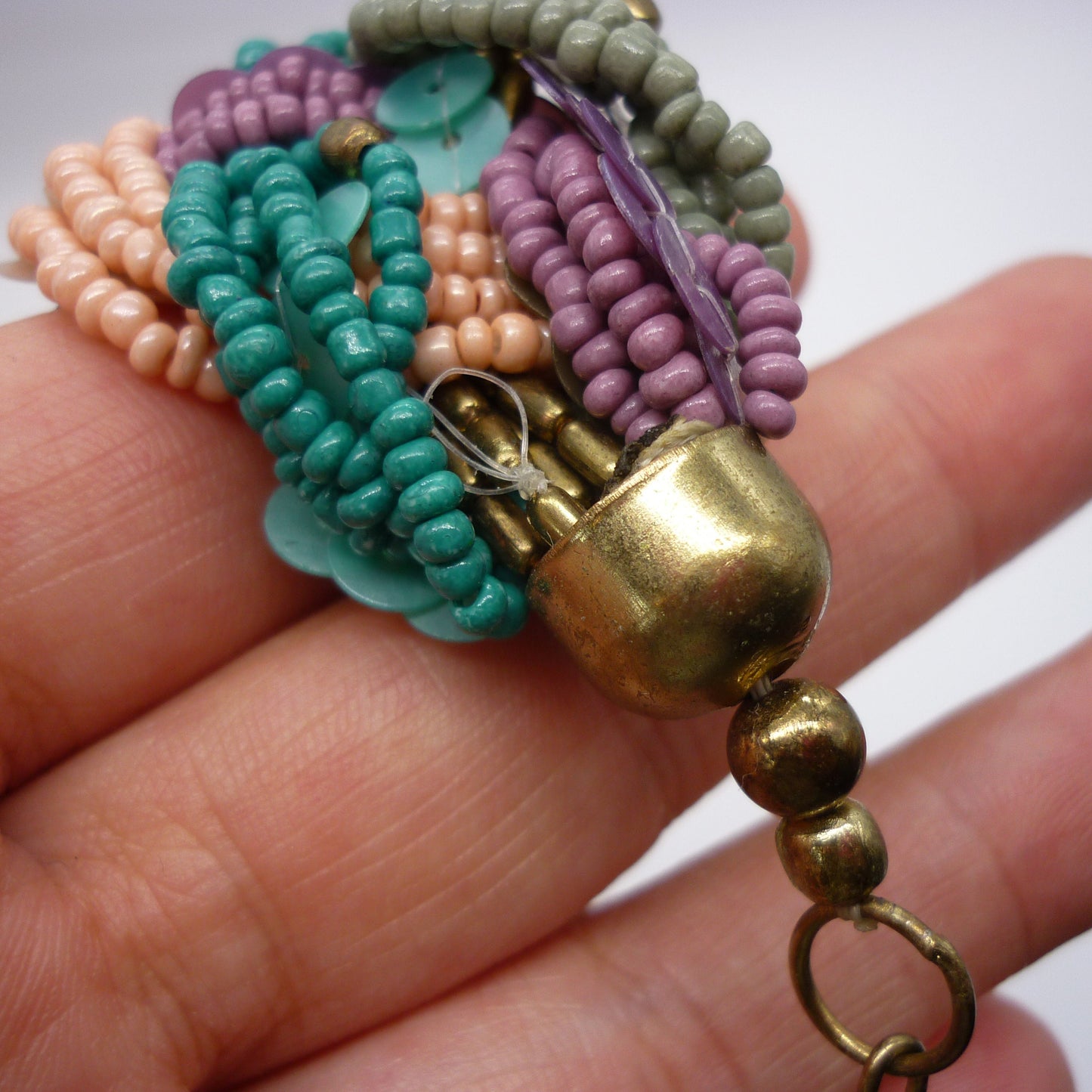 Colourful  Woven Bead and Sequin Statement Necklace