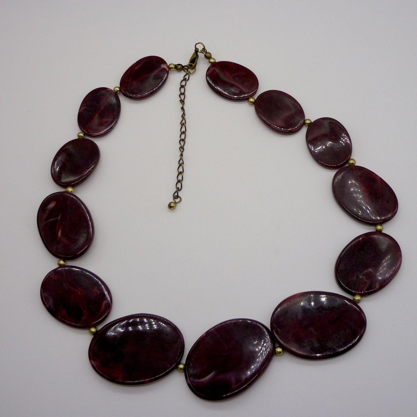 Marbled Flat Oval Plastic Beaded Necklace