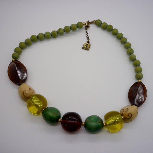 Chunky Colourful Wooden and Plastic Beaded Necklace